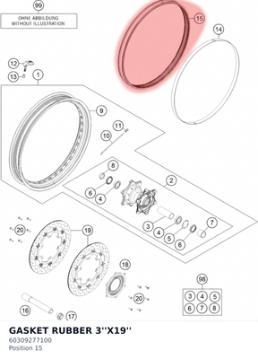 Diagram preview: GASKET RUBBER 3''X19'' (60309277100)