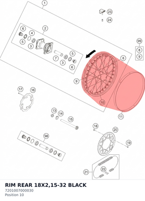 Diagram preview: RIM REAR  18X2,15-32 BLACK (7201007000030)