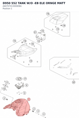 Diagram preview: D950 552 TANK W/O -EB ELE ORNGE MATT (A60707013000EBA)