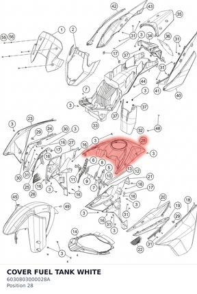 Diagram preview: COVER FUEL TANK WHITE (6030803000028A)