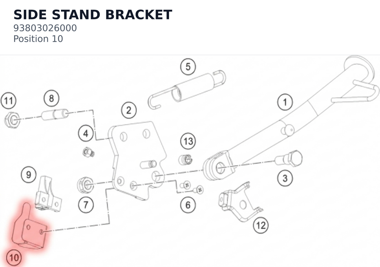 Diagram preview: SIDE STAND BRACKET (93803026000)