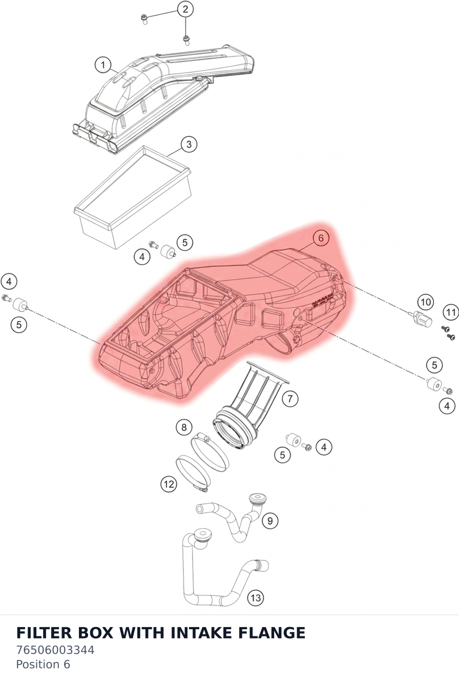 Diagram preview: FILTER BOX WITH INTAKE FLANGE (76506003344)