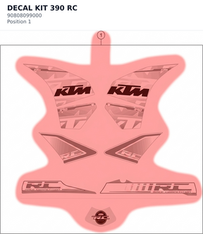 Diagram preview: DECAL KIT 390 RC (90808099000)