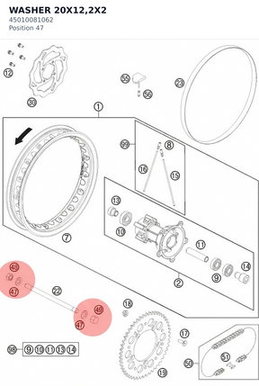 Diagram preview: WASHER 20X12,2X2 (45010081062)
