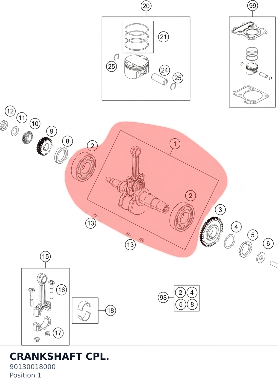 Diagram preview: CRANKSHAFT CPL. (90130018000)