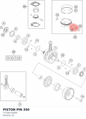 Diagram preview: PISTON PIN 350 (77230133000)