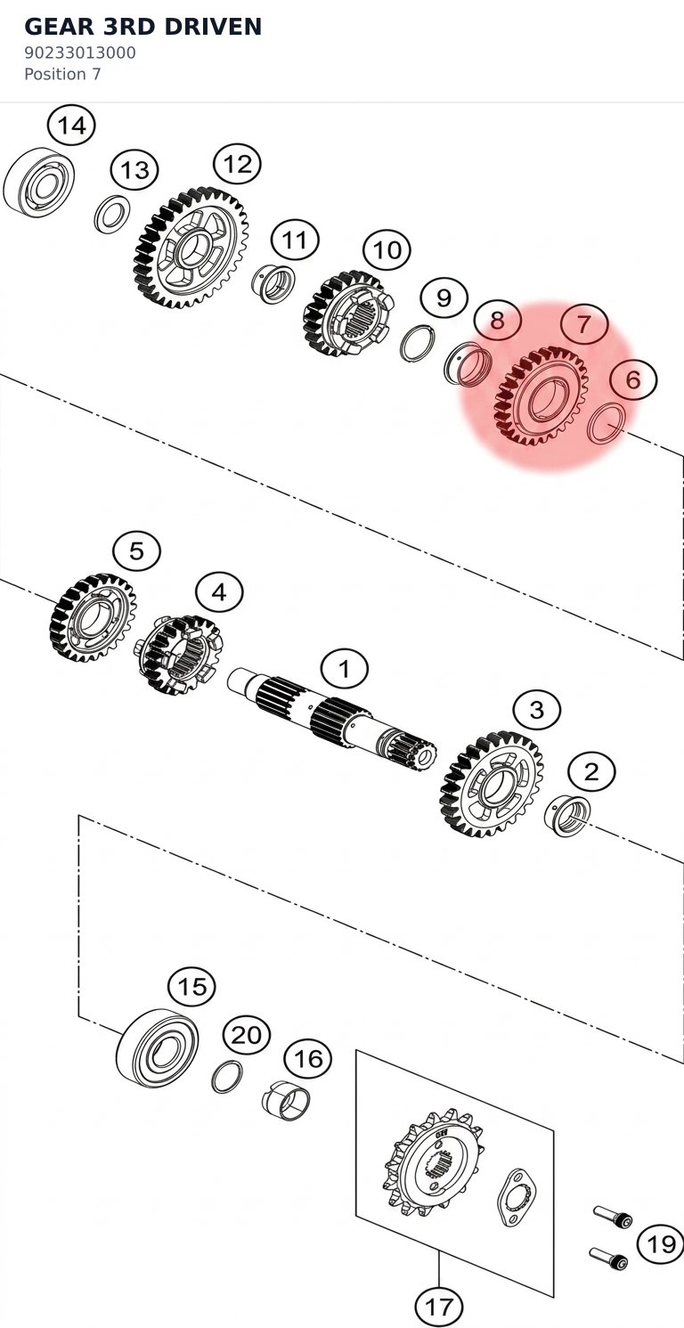 Diagram preview: GEAR 3RD DRIVEN (90233013000)