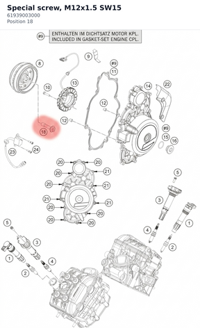 Diagram preview: Special screw, M12x1.5 SW15 (61939003000)