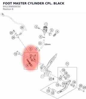 Diagram preview: FOOT MASTER CYLINDER CPL. BLACK (6411306000030)