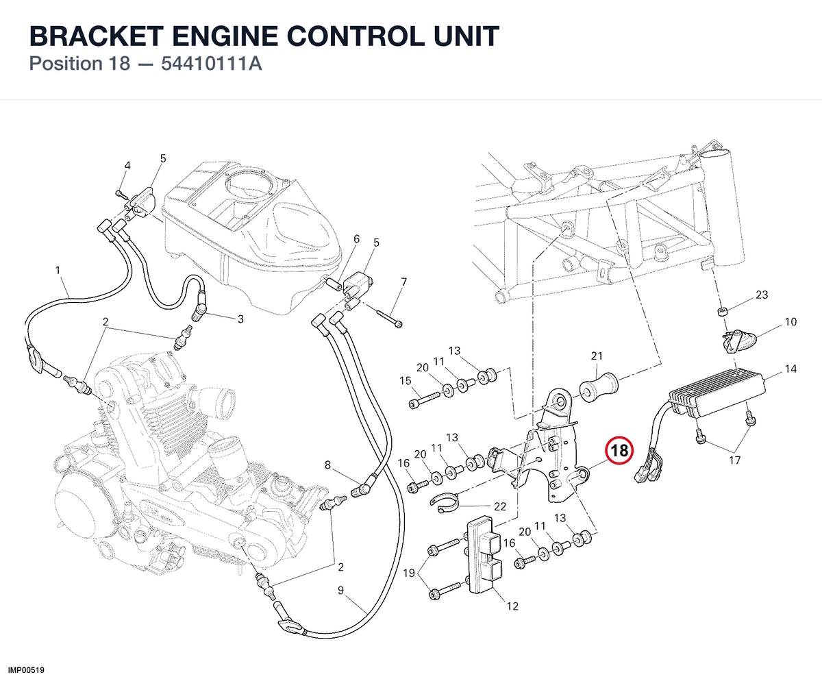 BRACKET ENGINE CONTROL UNIT 54410111A diagram position
