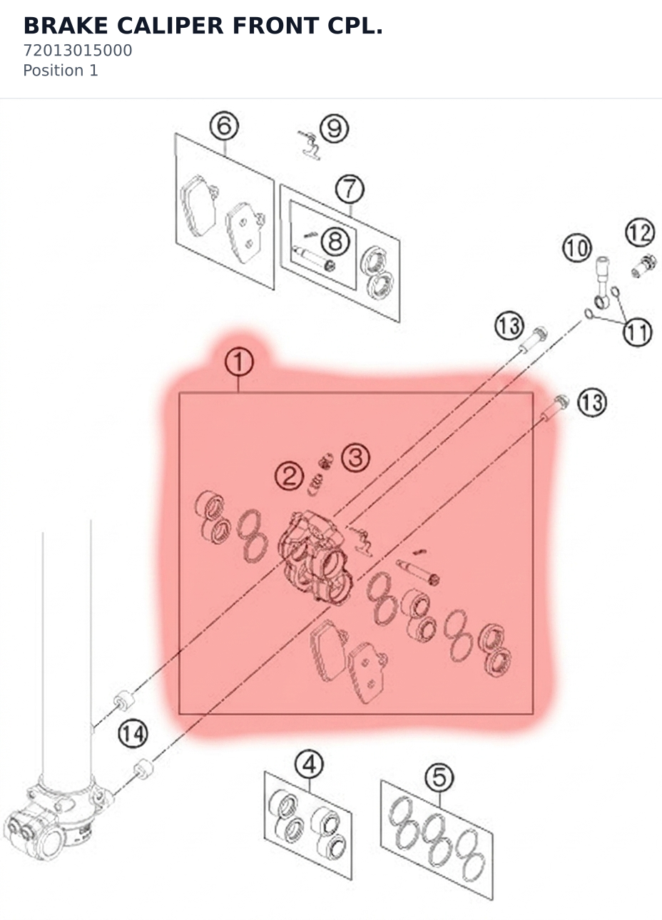 Diagram preview: BRAKE CALIPER FRONT CPL. (72013015000)