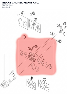 Diagram preview: BRAKE CALIPER FRONT CPL. (72013015000)