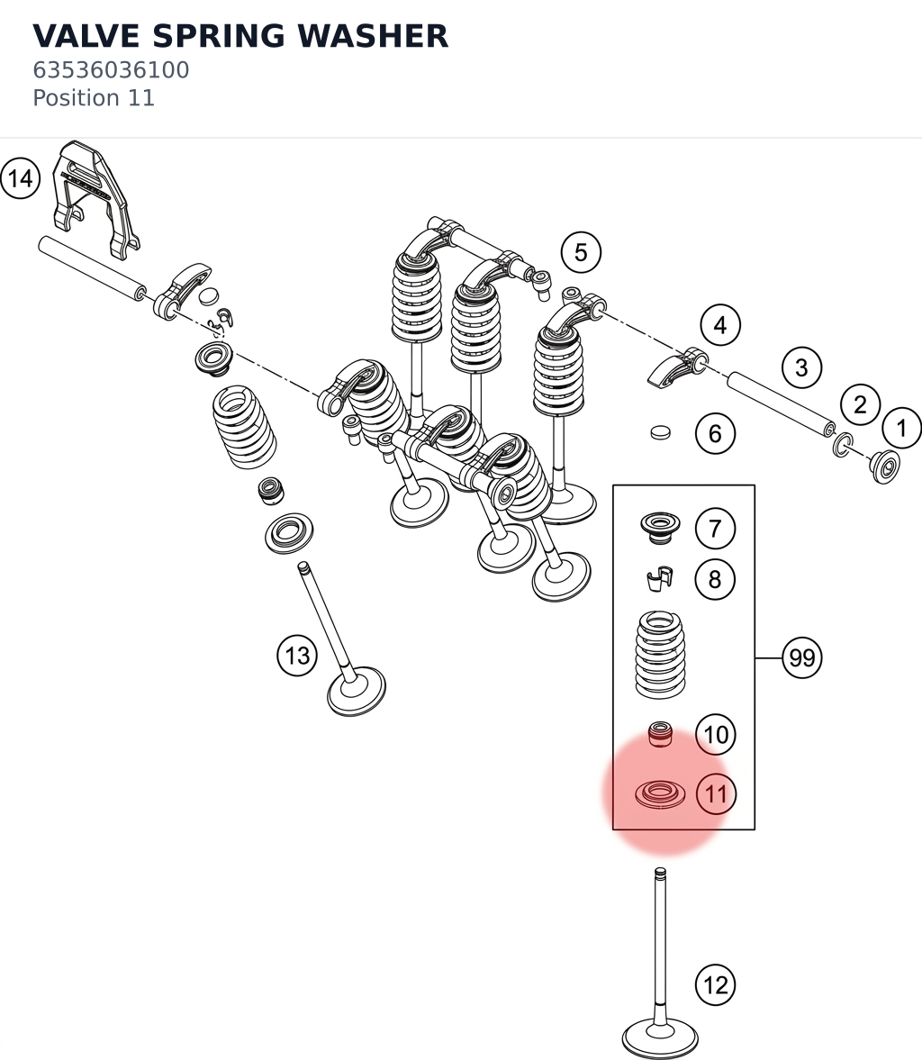 Diagram preview: VALVE SPRING WASHER (63536036100)