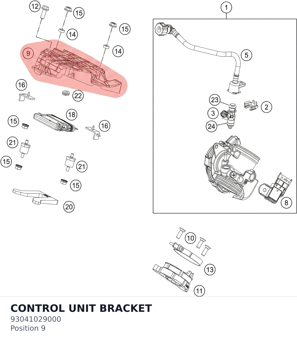 Diagram preview: CONTROL UNIT BRACKET (93041029000)