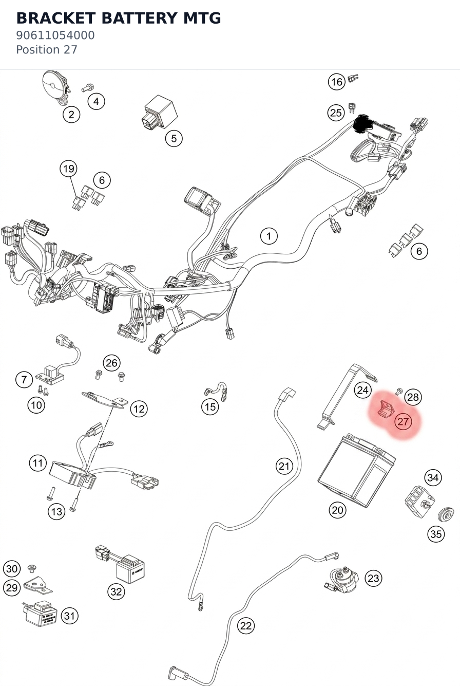 Diagram preview: BRACKET BATTERY MTG (90611054000)