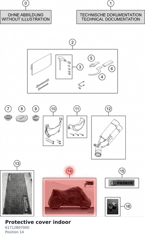 Diagram preview: Protective cover indoor (61712B07000)