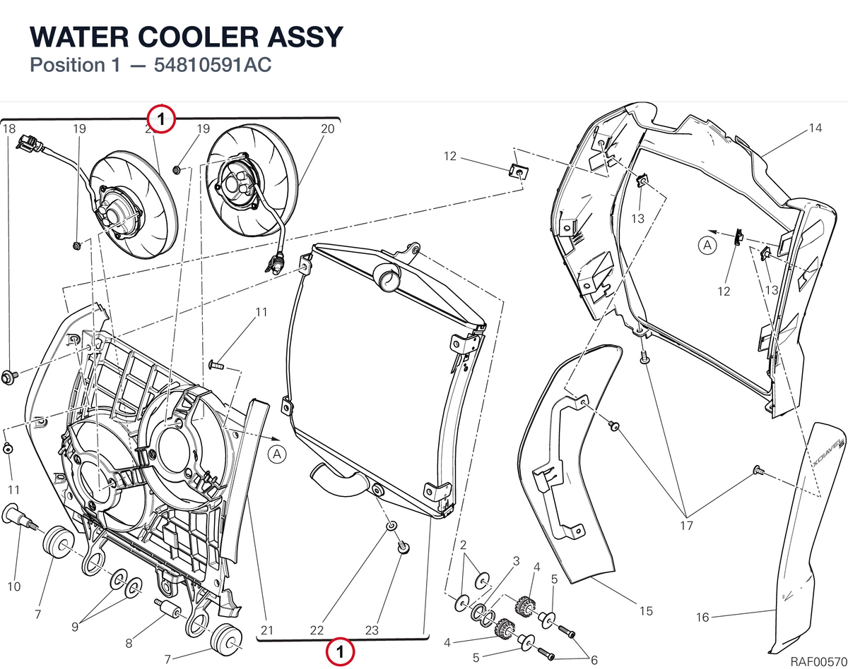 WATER COOLER ASSY 54810591AC diagram position