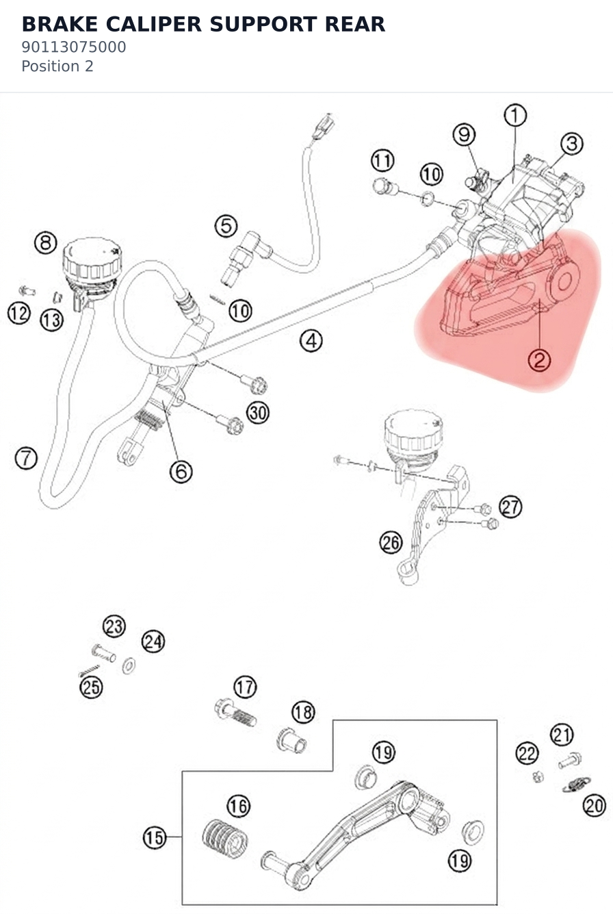 Diagram preview: BRAKE CALIPER SUPPORT REAR (90113075000)