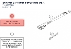 Diagram preview: Sticker air filter cover left USA (79108085200)