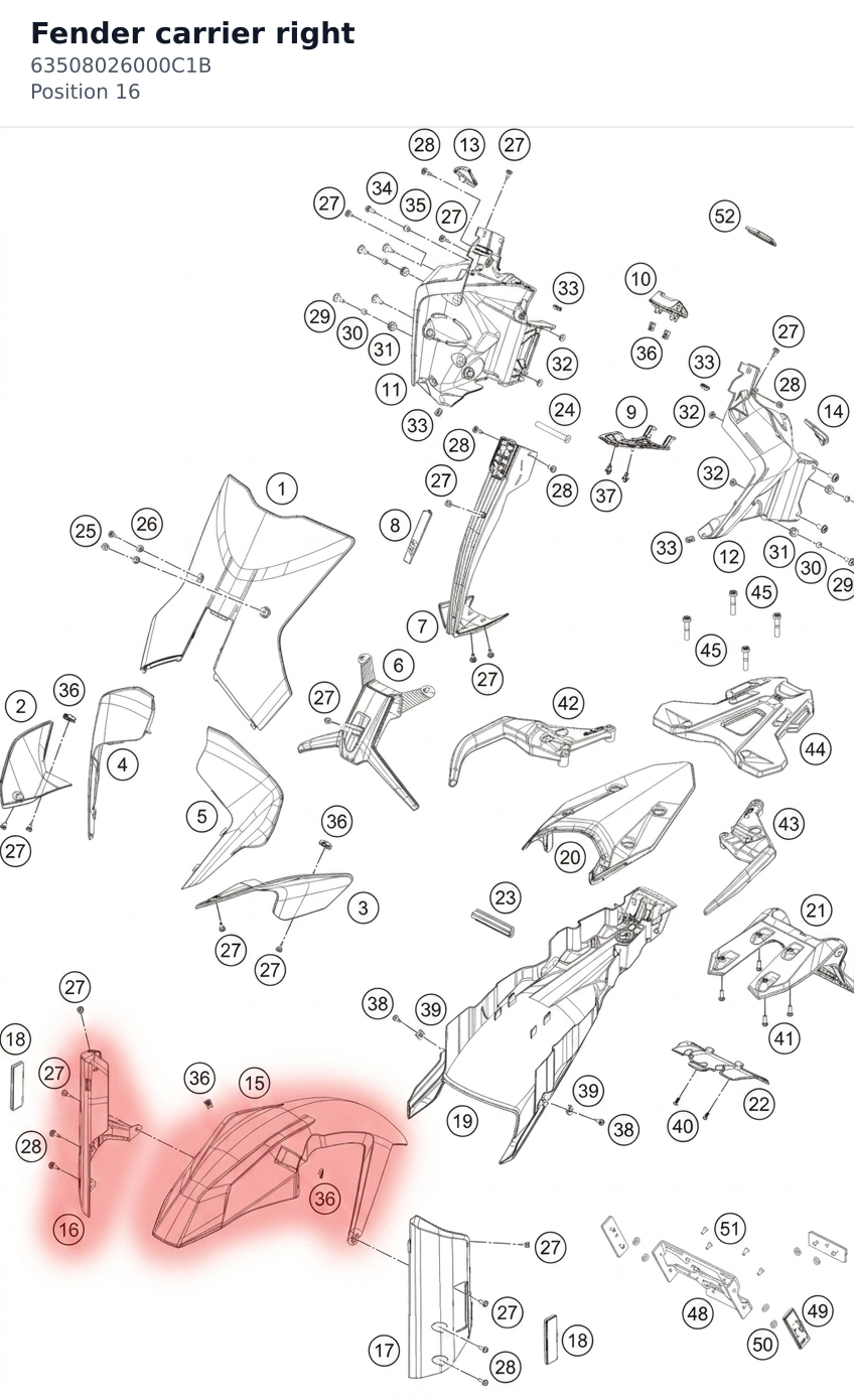 Diagram preview: Fender carrier right (63508026000C1B)