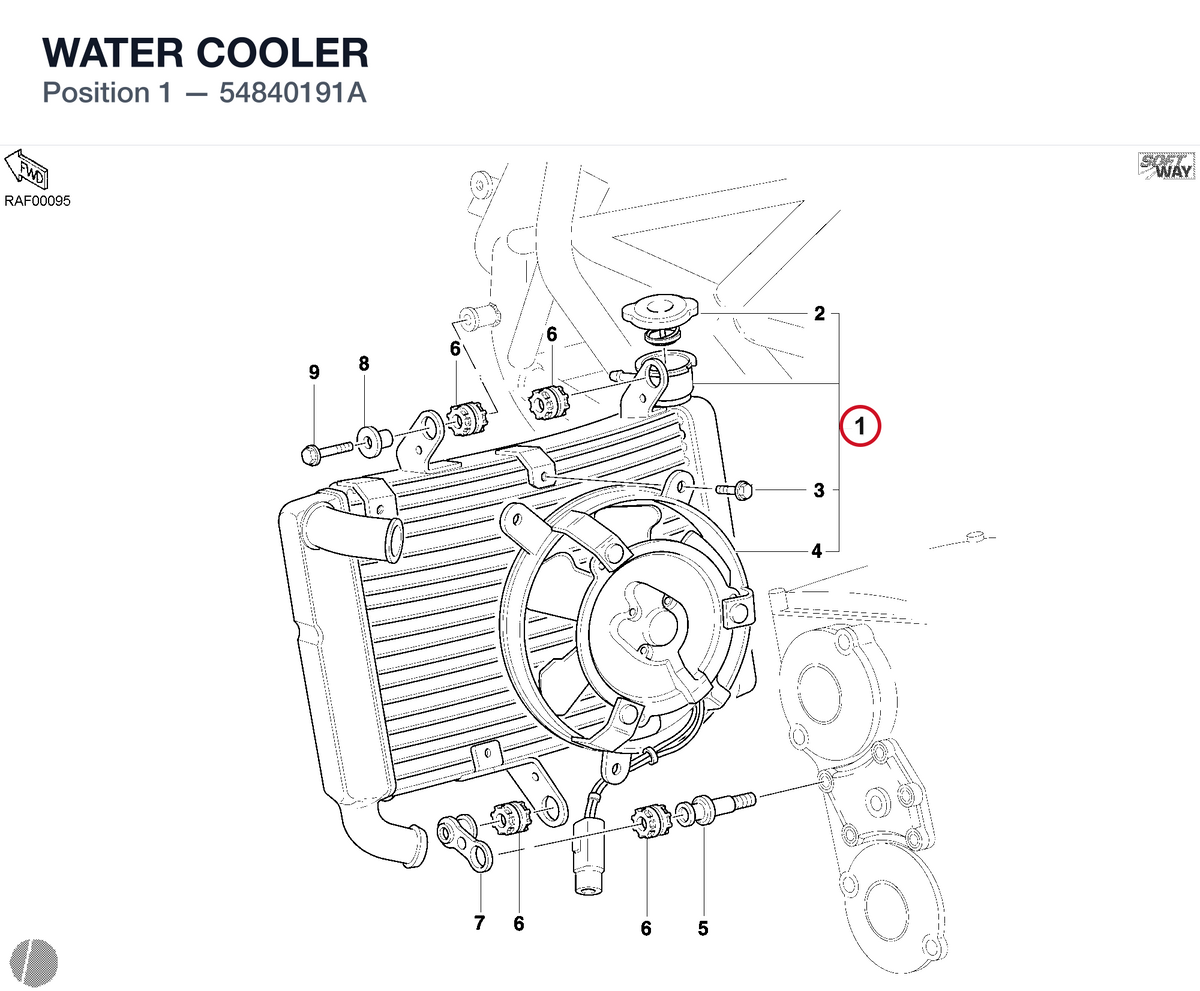 WATER COOLER 54840191A diagram position