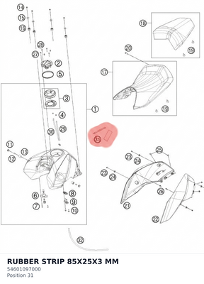 Diagram preview: RUBBER STRIP 85X25X3 MM (54601097000)