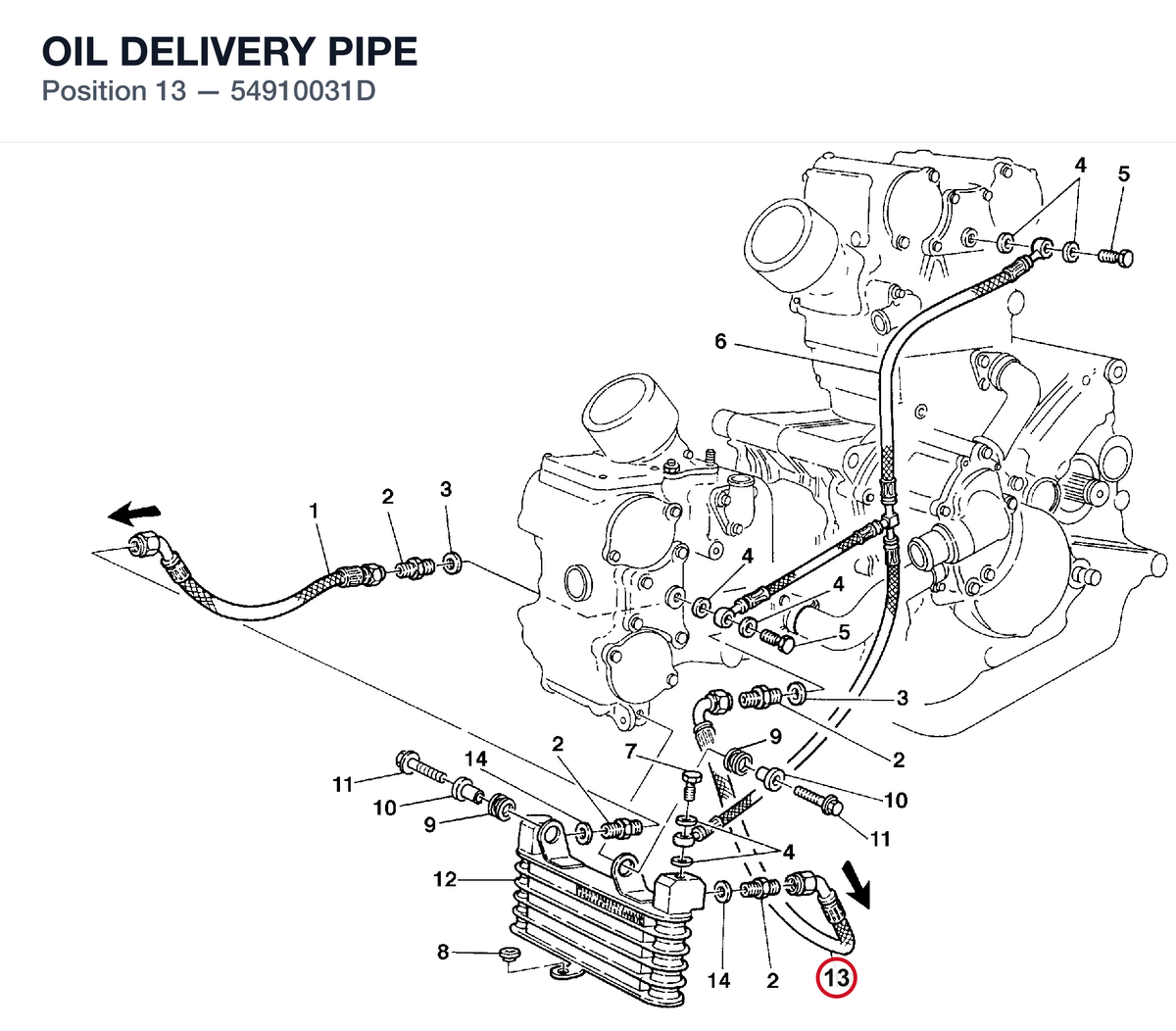 OIL DELIVERY PIPE 54910031D diagram position