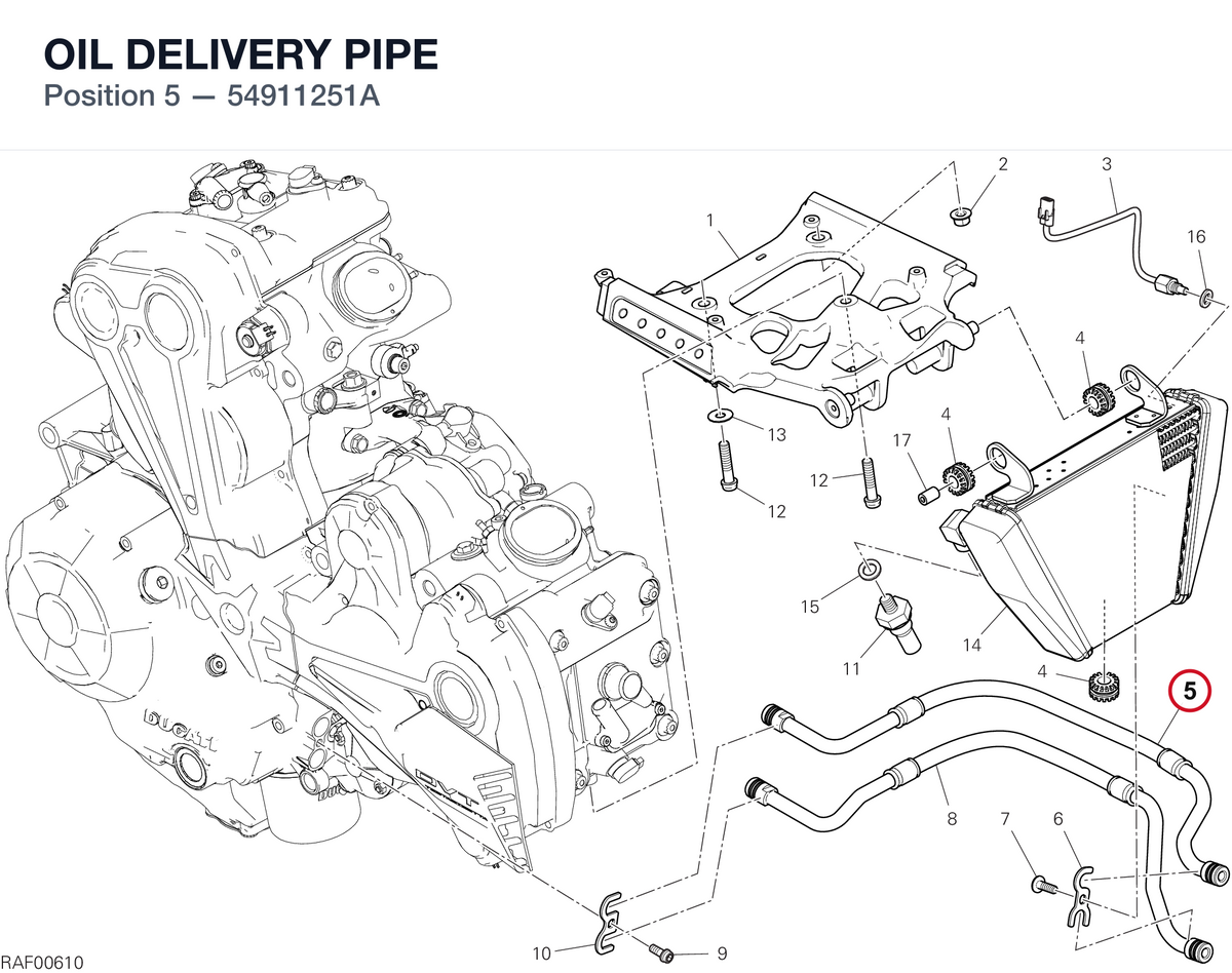 OIL DELIVERY PIPE 54911251A diagram position