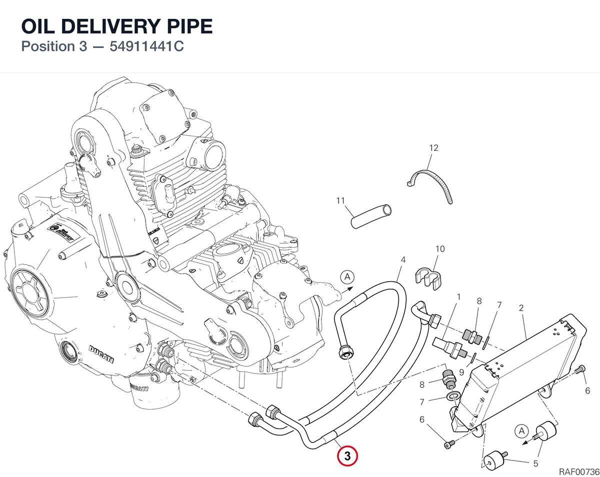 OIL DELIVERY PIPE 54911441C diagram position