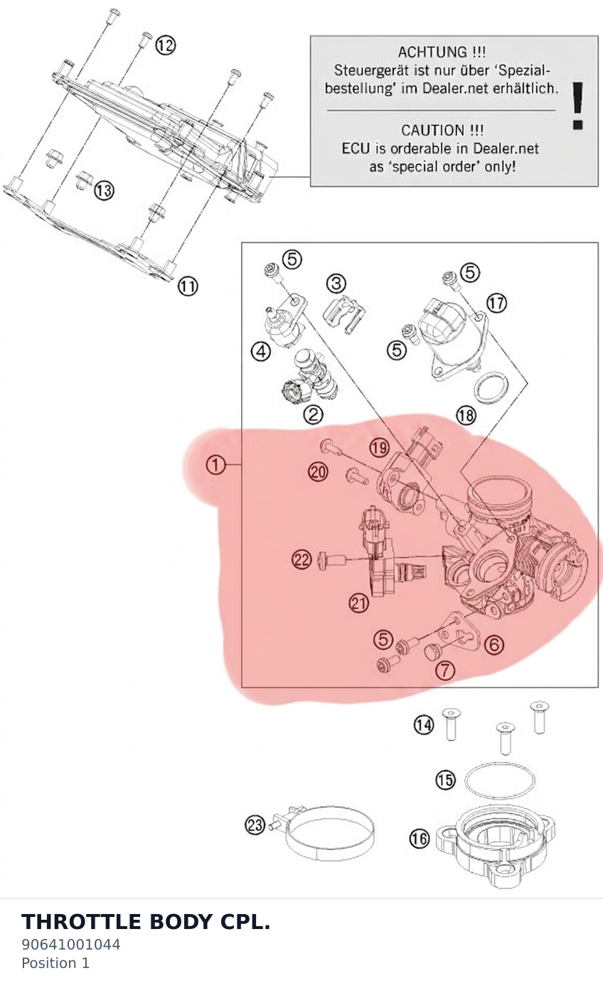 Diagram preview: THROTTLE BODY CPL. (90641001044)