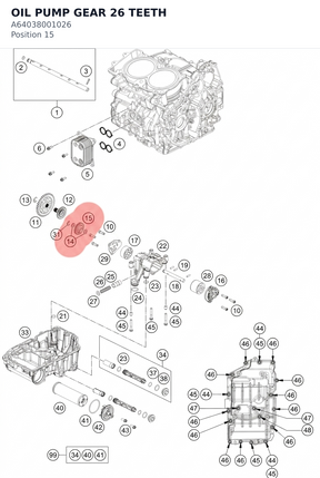 Diagram preview: OIL PUMP GEAR 26 TEETH (A64038001026)