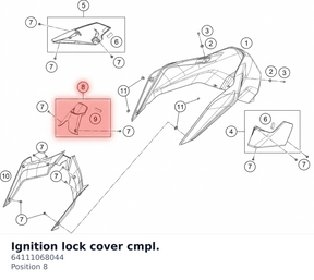 Diagram preview: Ignition lock cover cmpl. (64111068044)