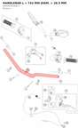 Diagram preview: HANDLEBAR L = 743 MM DIAM. = 28.5 MM (A65402101000C1)