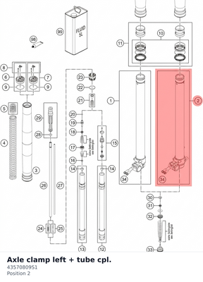 Diagram preview: Axle clamp left + tube cpl. (43570809S1)