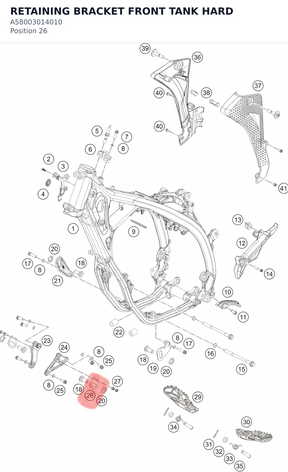 Diagram preview: RETAINING BRACKET FRONT TANK HARD (A58003014010)