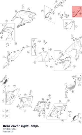 Diagram preview: Rear cover right, cmpl. (61908045044)
