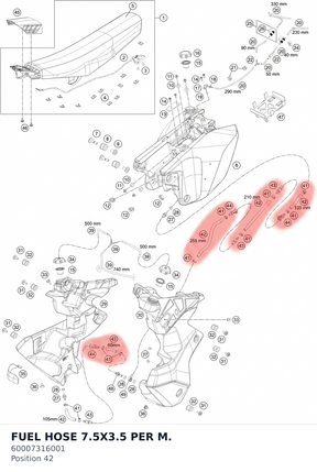 Diagram preview: FUEL HOSE 7.5X3.5 PER M. (60007316001)