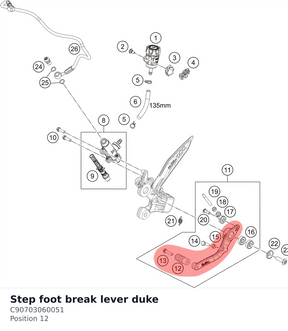 Diagram preview: Step foot break lever duke (C90703060051)