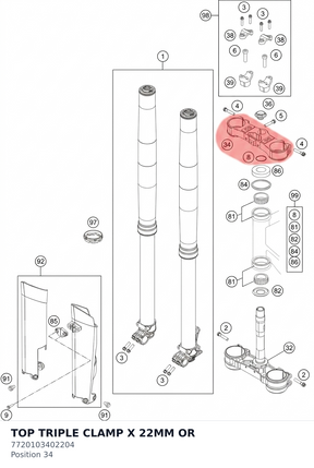 Diagram preview: TOP TRIPLE CLAMP X 22MM OR (7720103402204)