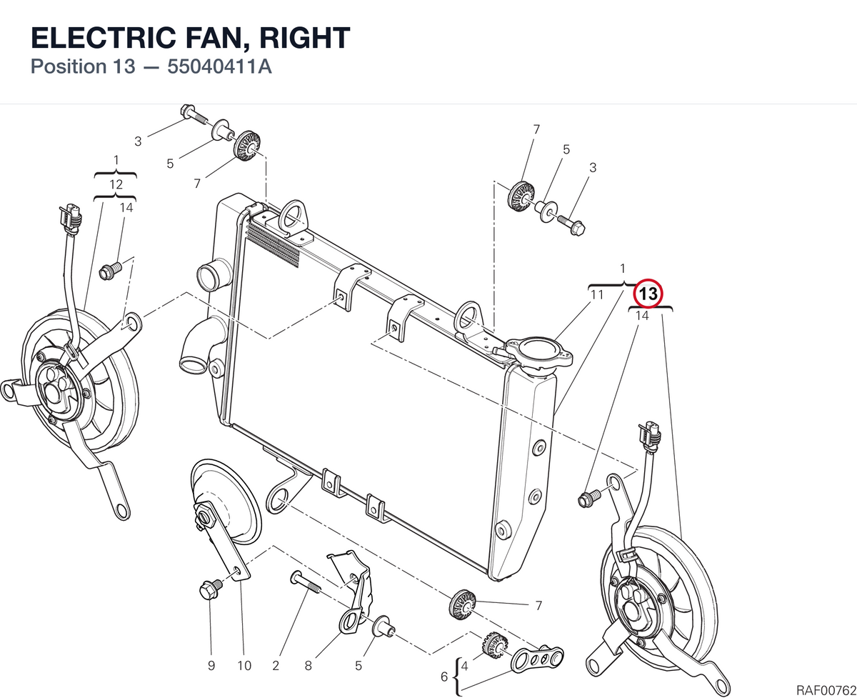 ELECTRIC FAN, RIGHT 55040411A diagram position