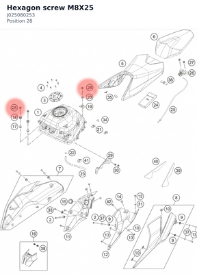 Diagram preview: Hexagon screw M8X25 (J025080253)