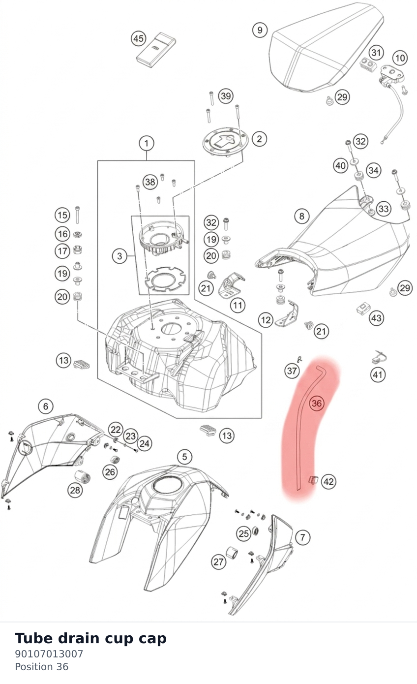 Diagram preview: Tube drain cup cap (90107013007)