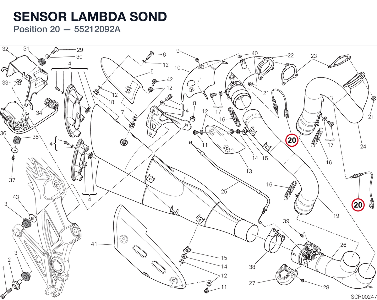 SENSOR LAMBDA SOND 55212092A diagram position