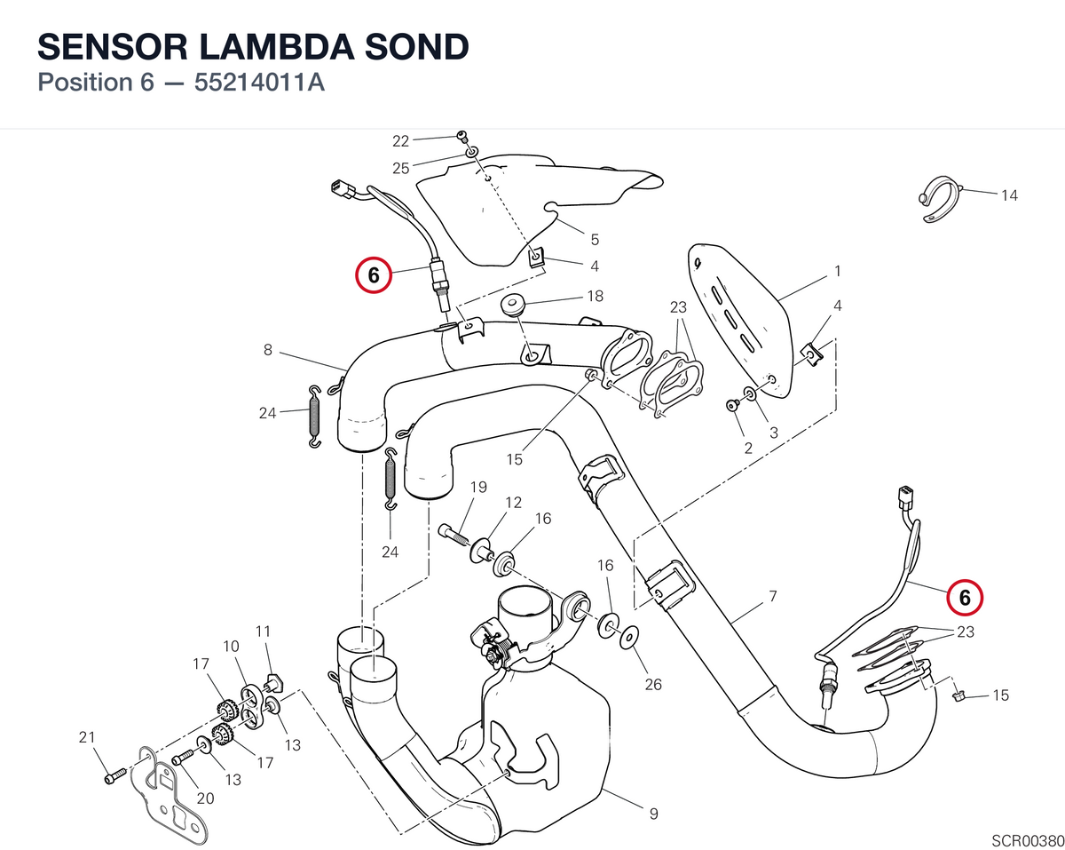 SENSOR LAMBDA SOND 55214011A diagram position