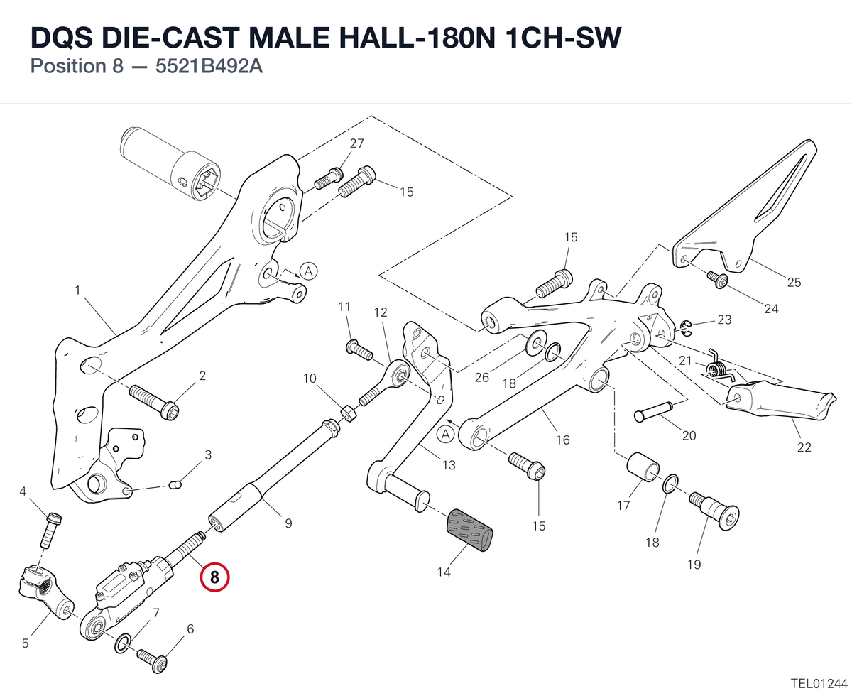 DQS DIE-CAST MALE HALL-180N 1CH-SW 5521B492A diagram position