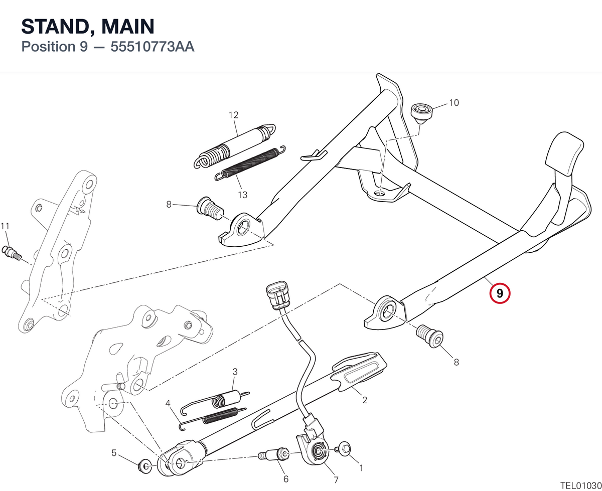 STAND, MAIN 55510773AA diagram position