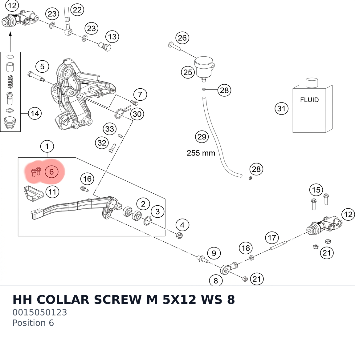 Diagram preview: HH COLLAR SCREW M 5X12    WS 8 (0015050123)