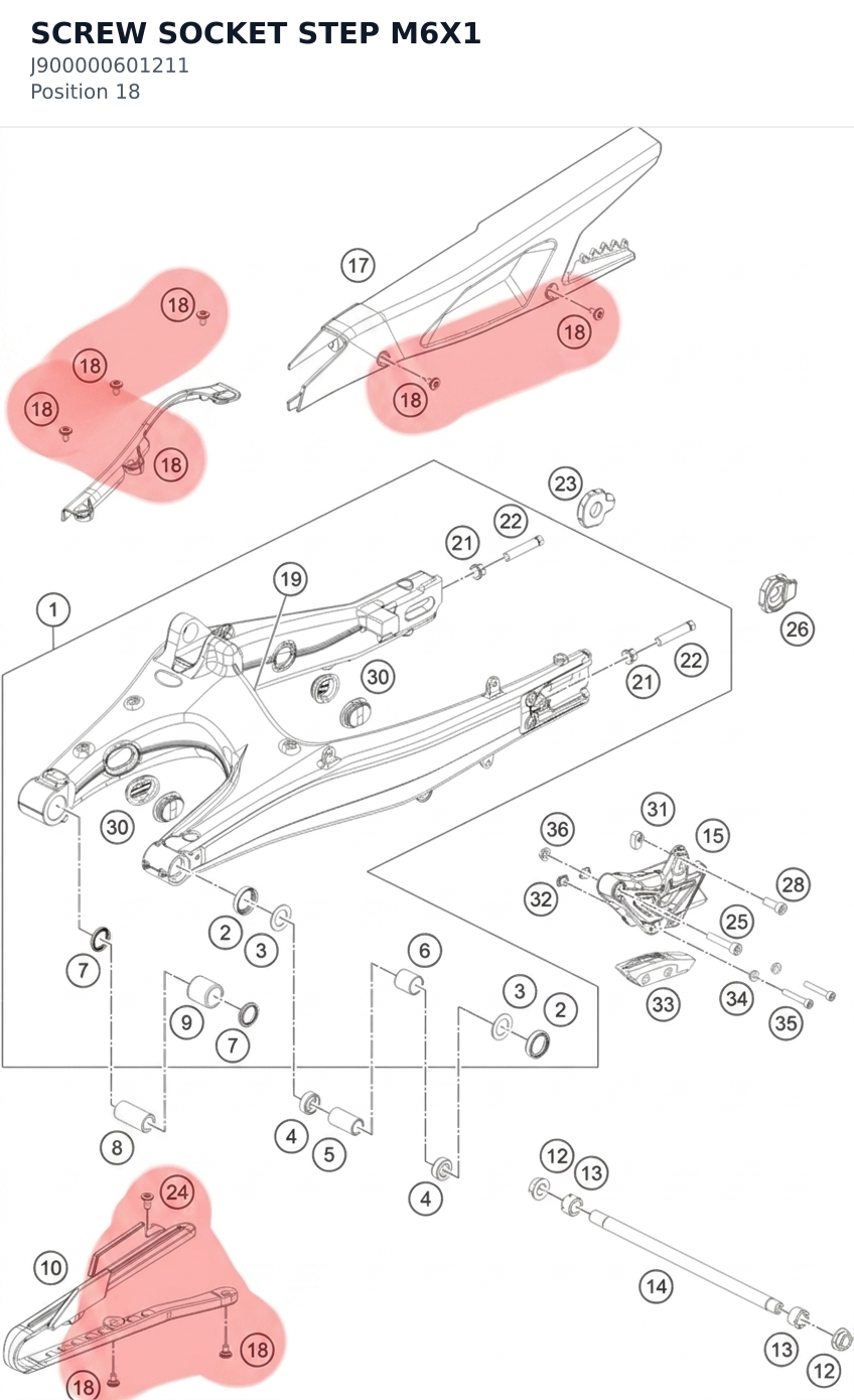 Diagram preview: SCREW SOCKET STEP M6X1 (J900000601211)