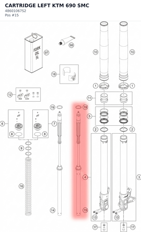 Diagram preview: CARTRIDGE LEFT KTM 690 SMC (48601067S2)
