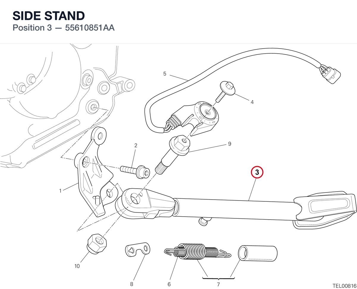 SIDE STAND 55610851AA diagram position